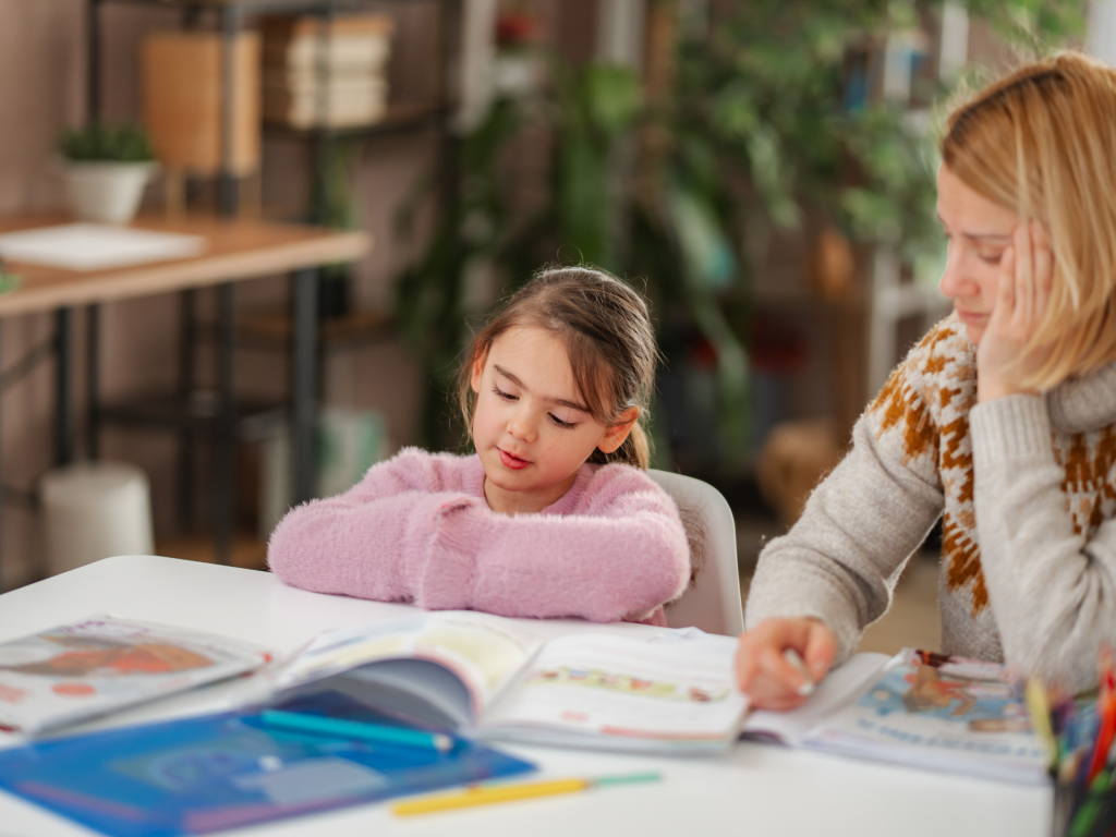 Child learning to read