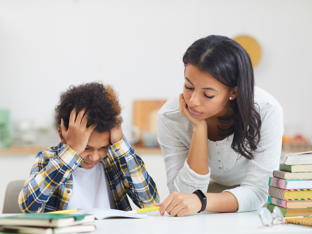 Child struggling to read.